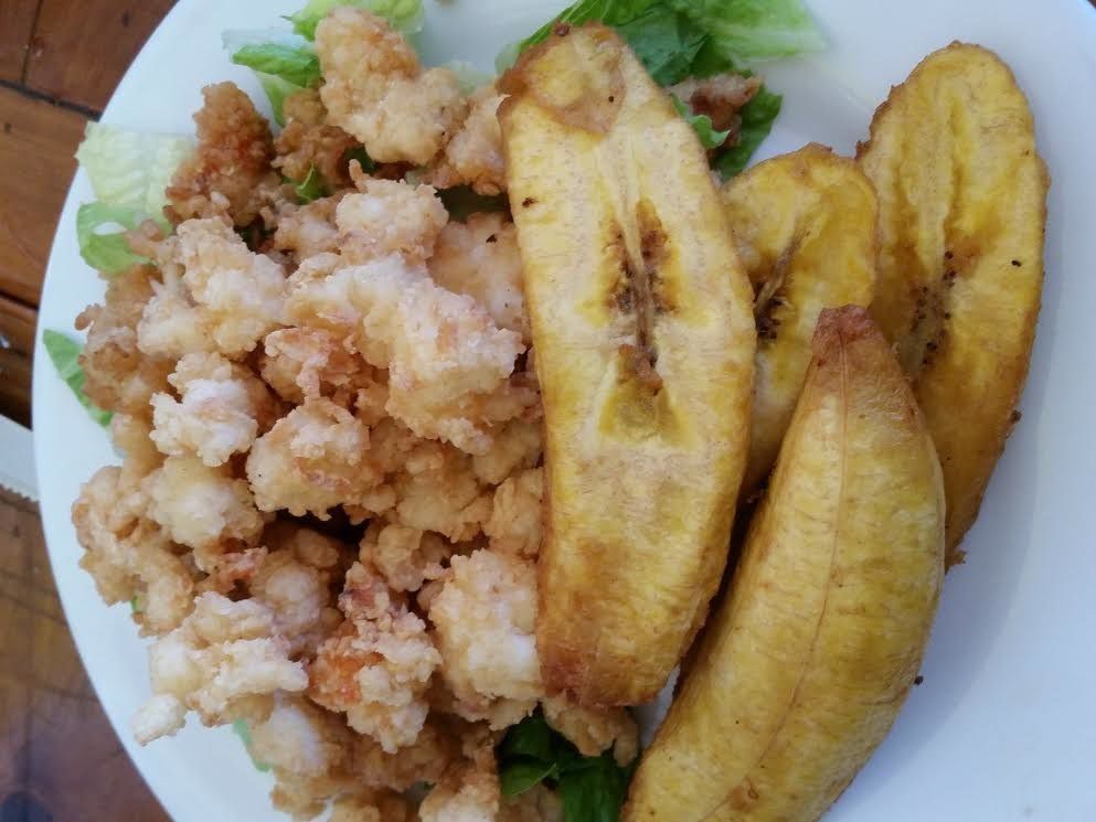 Fried lobster and plantain from Twin Brothers at the The Fish Fry.
